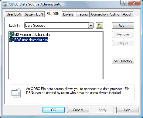 actual odbc manager setup file